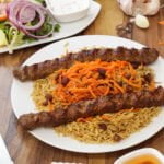 Shami kebab with fragrant palow rice and vegetables