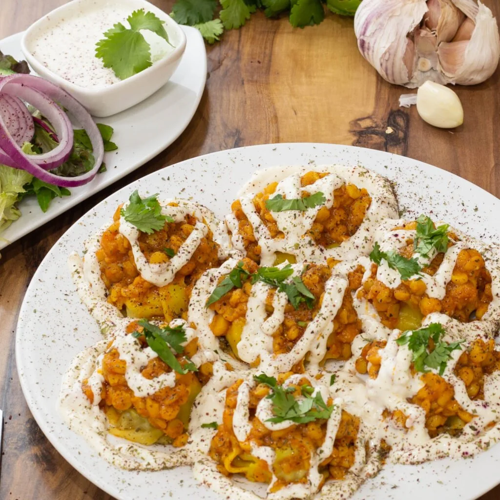 Delicious and savory mantu dumplings with meat and herbs
