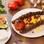 Shami kebab with fragrant palow rice and vegetables