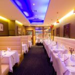 Restaurant gallery, Interior of Bamyan Palace restaurant in Portsmouth. Palow rice, qabuli palow, Shami kebab, chicken kebab, tikka, kebab and lamp chop in a plate with sauce and vegetables. Serves all the tasty exotic Afghan cuisine in Portsmouth.